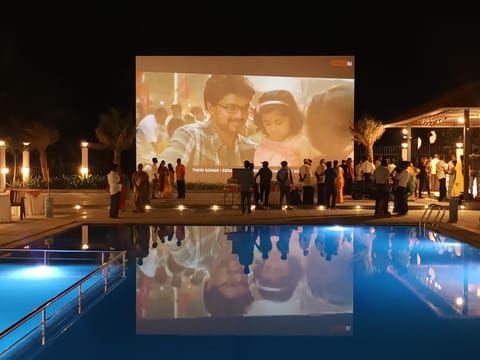 Night, Evening entertainment, Guests, Pool view, Swimming pool, Swimming pool, group of guests, wedding