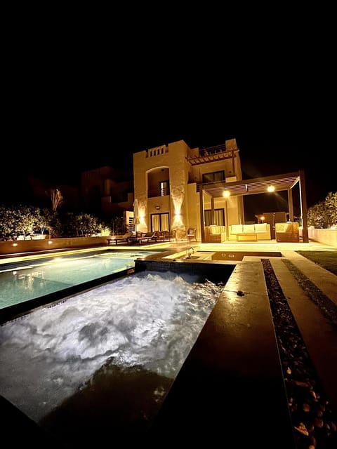 Property building, Night, Pool view, Swimming pool