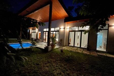 Property building, Night, Garden, Garden view, Pool view, Swimming pool