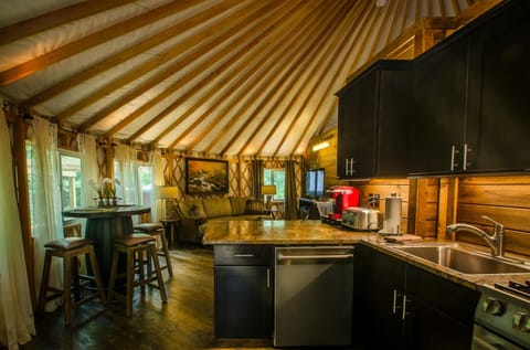 Creekside Cove Luxury Yurt - Creekside Glamping with Private Hot Tub Chalet in Nantahala
