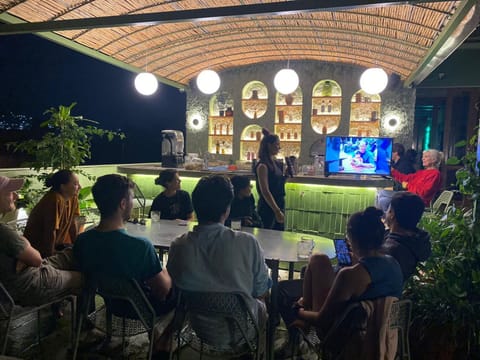 Night, People, Karaoke, TV and multimedia, Balcony/Terrace, group of guests