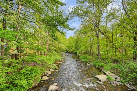 Pocono Mountains! Stream Front with a Hot tub, Game rm, Firepit, Trout Stream and more Casa in Tannersville