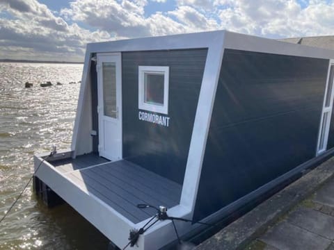 Houseboot Cormorant, lake view Docked boat in Biddinghuizen