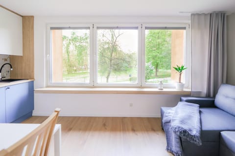 Living room, Seating area, Garden view