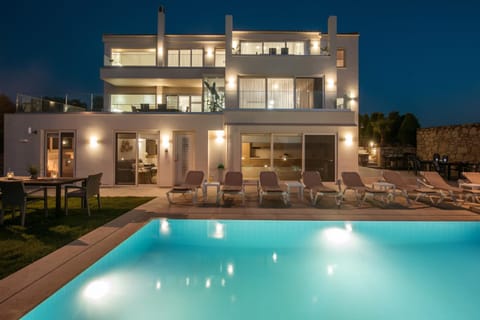 Property building, Night, Pool view, Swimming pool