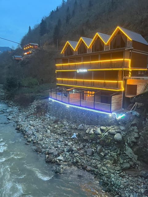 Property building, Night, Natural landscape, Mountain view, River view