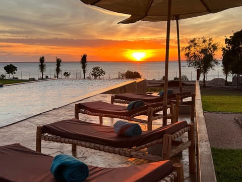 Natural landscape, Pool view, Sea view, Sunset, sunbed