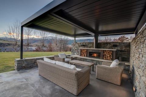 Patio, Natural landscape, Seating area, Mountain view