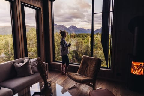 Living room, Seating area, Mountain view