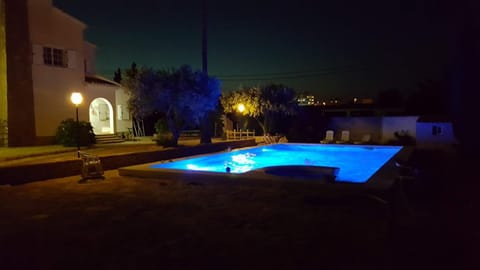 Night, Pool view, Swimming pool