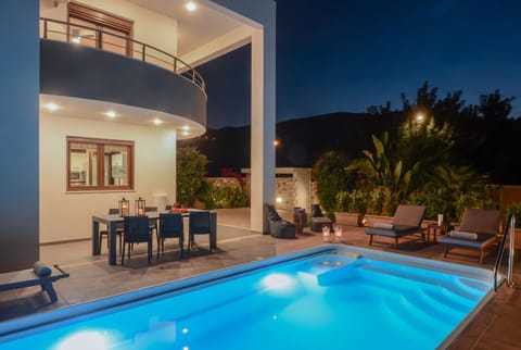 Property building, Night, Natural landscape, Pool view, Swimming pool