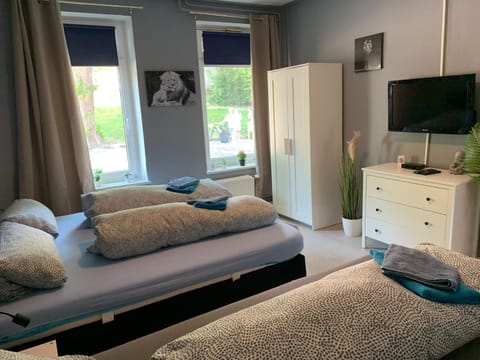 Bed, TV and multimedia, View (from property/room), Photo of the whole room, Bedroom, storage, towels