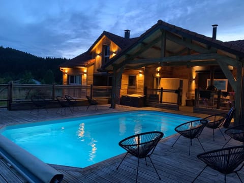 Patio, Night, Pool view, Swimming pool