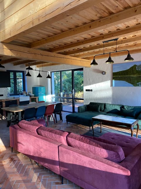 Natural landscape, Kitchen or kitchenette, Living room, Seating area, Dining area, Lake view, River view
