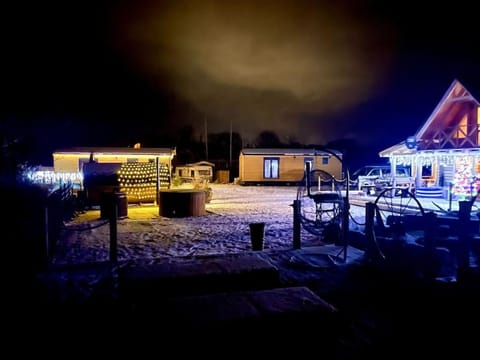 Property building, Night, Winter