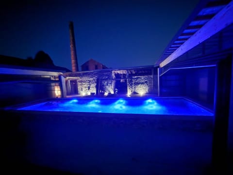 Night, Pool view, Swimming pool