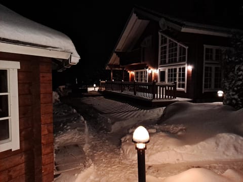 Property building, Night, Winter, Balcony/Terrace