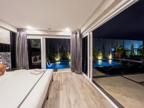 Night, Pool view, Swimming pool