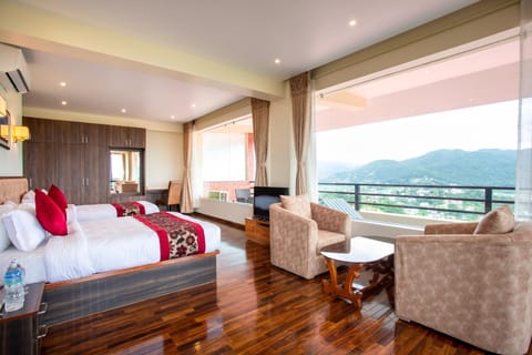 Bed, Natural landscape, Bedroom, Mountain view