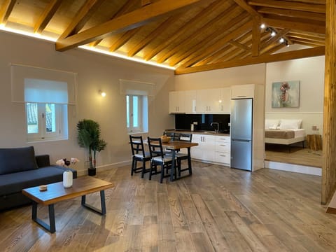 Kitchen or kitchenette, Living room, Seating area
