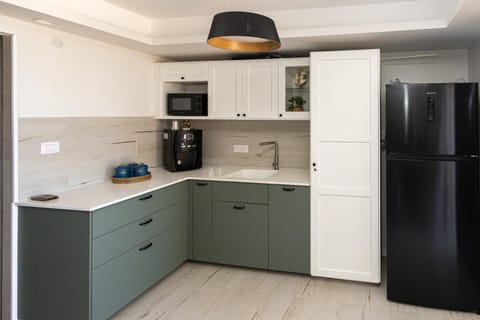 Kitchen or kitchenette, minibar, stove