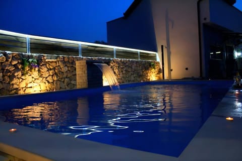 Night, Pool view, Swimming pool