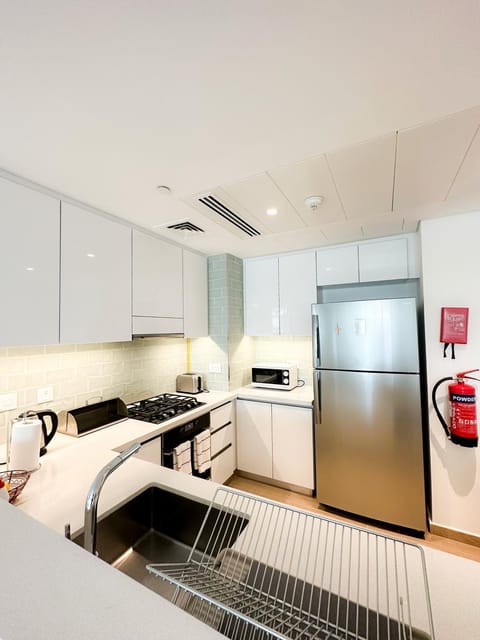 Kitchen or kitchenette, microwave