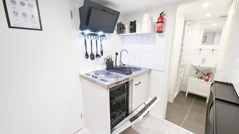 Kitchen or kitchenette, dishwasher, minibar, stove