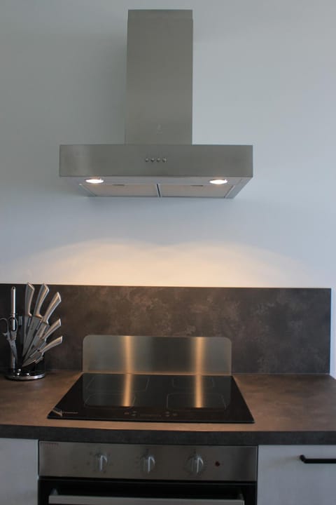 Kitchen or kitchenette, stove