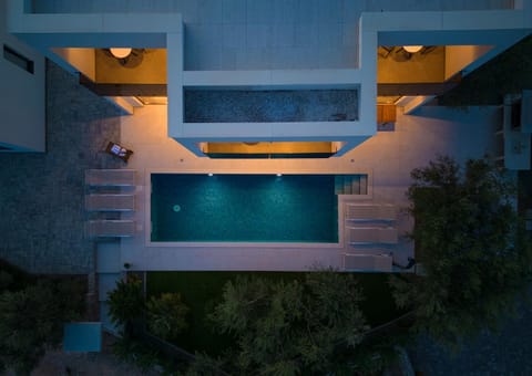 Property building, Night, Pool view, Swimming pool