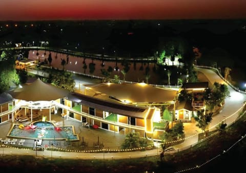 Property building, Night, Pool view, Swimming pool