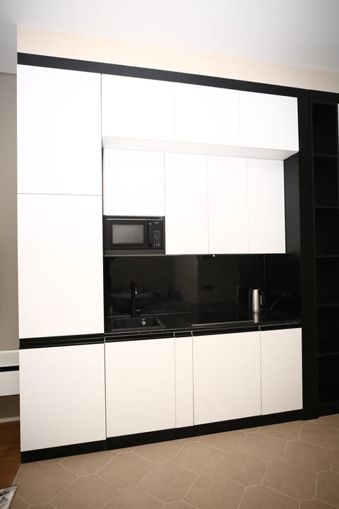 Kitchen or kitchenette, stove