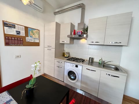 Kitchen or kitchenette, washing machine