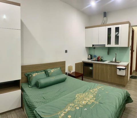 Bed, stove, wardrobe