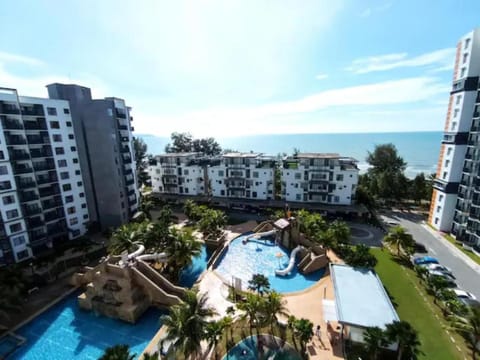 Property building, Natural landscape, View (from property/room), Balcony/Terrace, Aqua park, Pool view, Sea view, Swimming pool