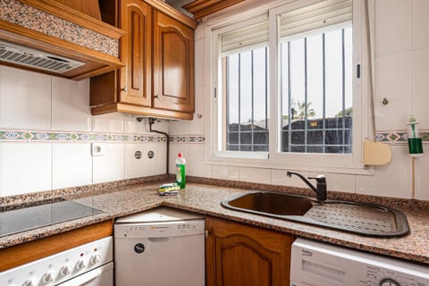 Kitchen or kitchenette, stove