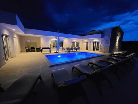 Patio, Night, Pool view, Swimming pool