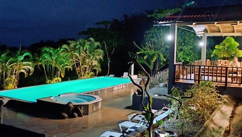 Night, Pool view, Swimming pool