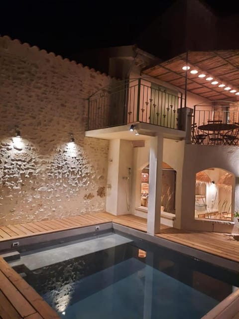 Patio, Night, Pool view