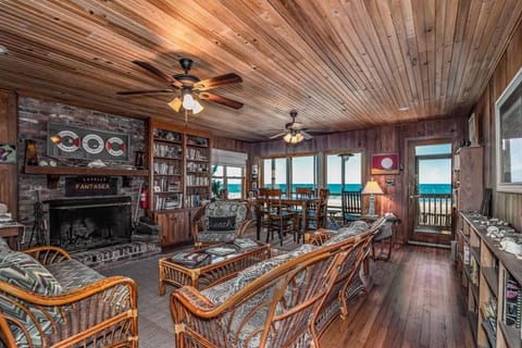 Fantasea 6 BR & 3 BA Oceanfront View House, Outdoor Shower, Creek Dock, Wood Burning Fireplace House in Pawleys Island
