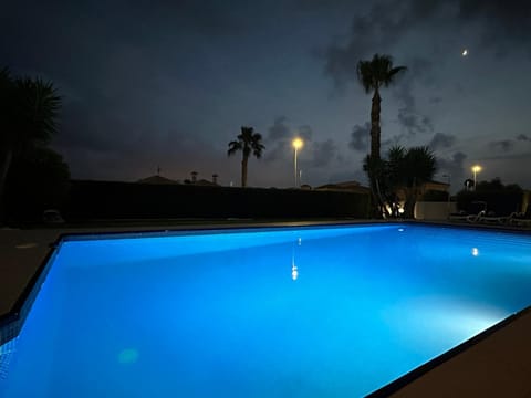 Night, Pool view, Swimming pool, Swimming pool