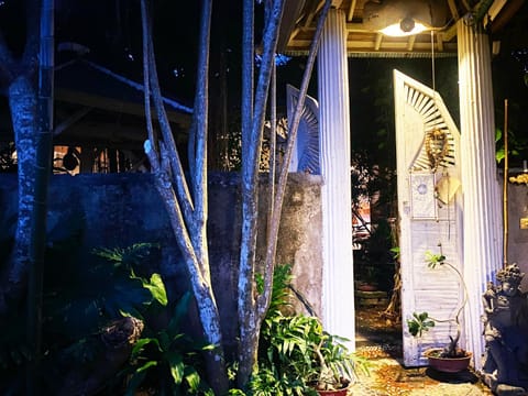 Property building, Facade/entrance, Night, Garden, Garden view