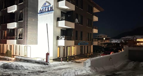 Property building, Night, Winter