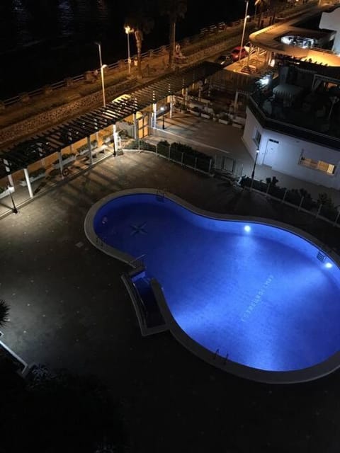 Night, Pool view, Swimming pool