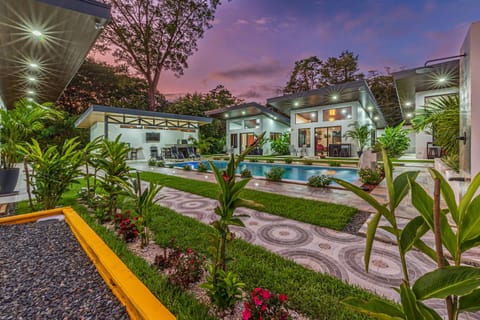 Night, Garden, Pool view, Swimming pool