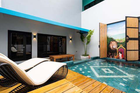 Patio, Pool view, Swimming pool, sunbed