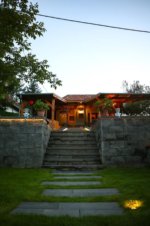 Property building, Night, Garden, Garden view