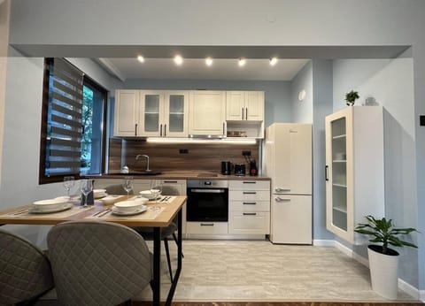 Kitchen or kitchenette, dishwasher, stove, toaster