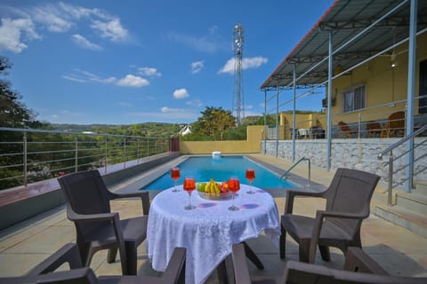 Day, Natural landscape, View (from property/room), Food and drinks, Seating area, Dining area, Food, Pool view, Swimming pool, Drinks