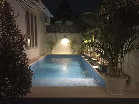 Night, Pool view, Swimming pool, Swimming pool